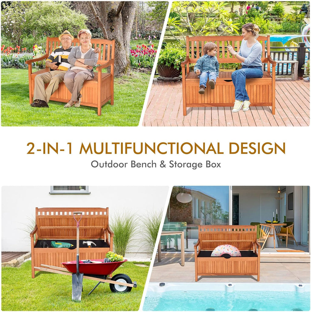 Eucalyptus Outdoor Storage Bench With Seating