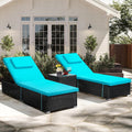 Light Blue 2-Pack Wicker Chaise Lounge With Side Table