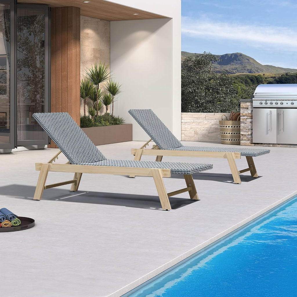 Matte White Frame Extra Large PE Rattan Chaise Lounge Set
