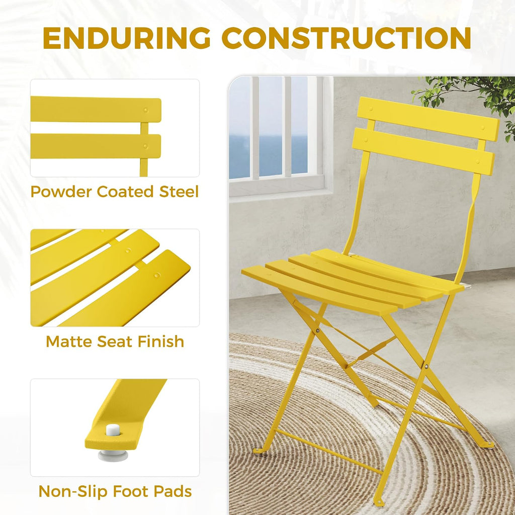 Yellow 3pc Folding Patio Bistro Set