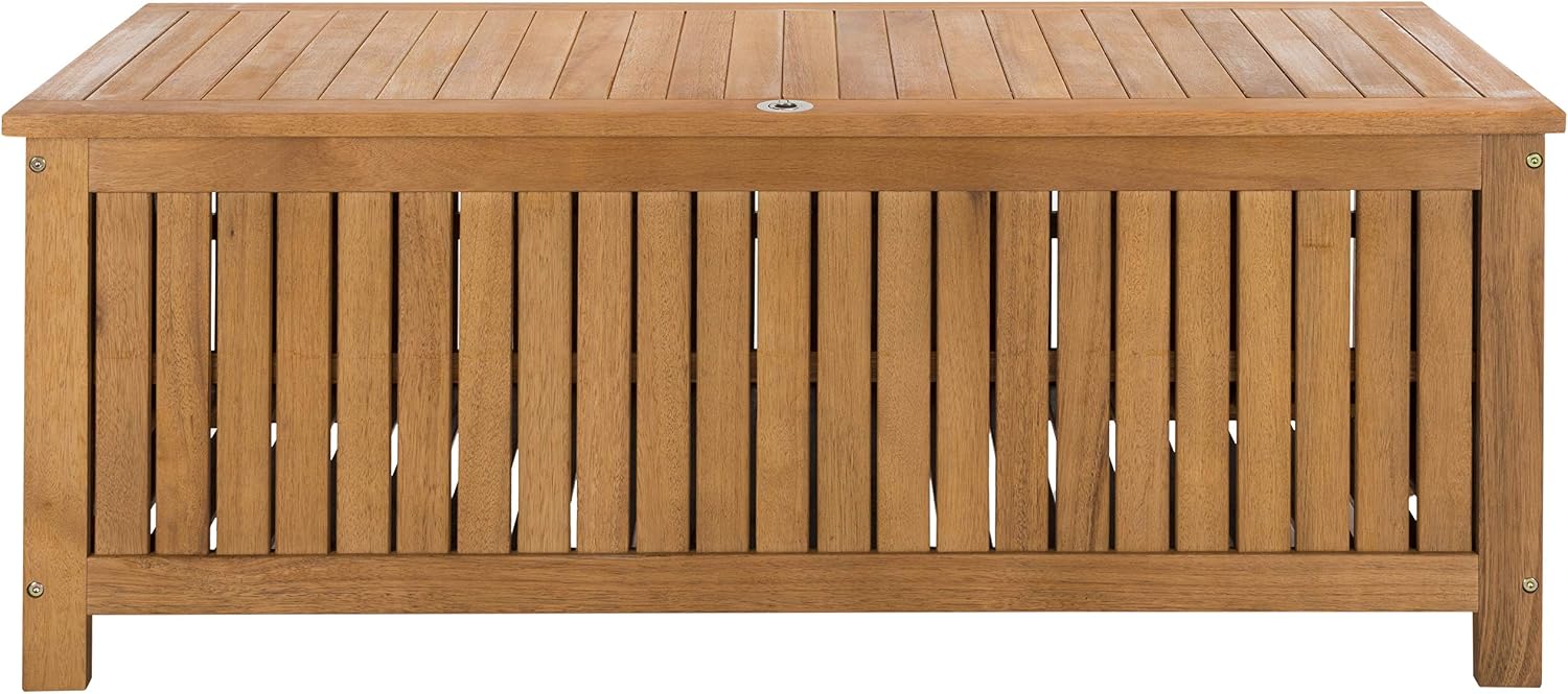 Coastal Solid Wood Patio Cushion Storage Bench