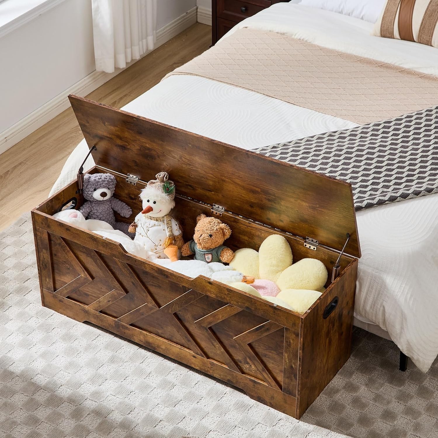 Rustic Wooden Large Storage Bench