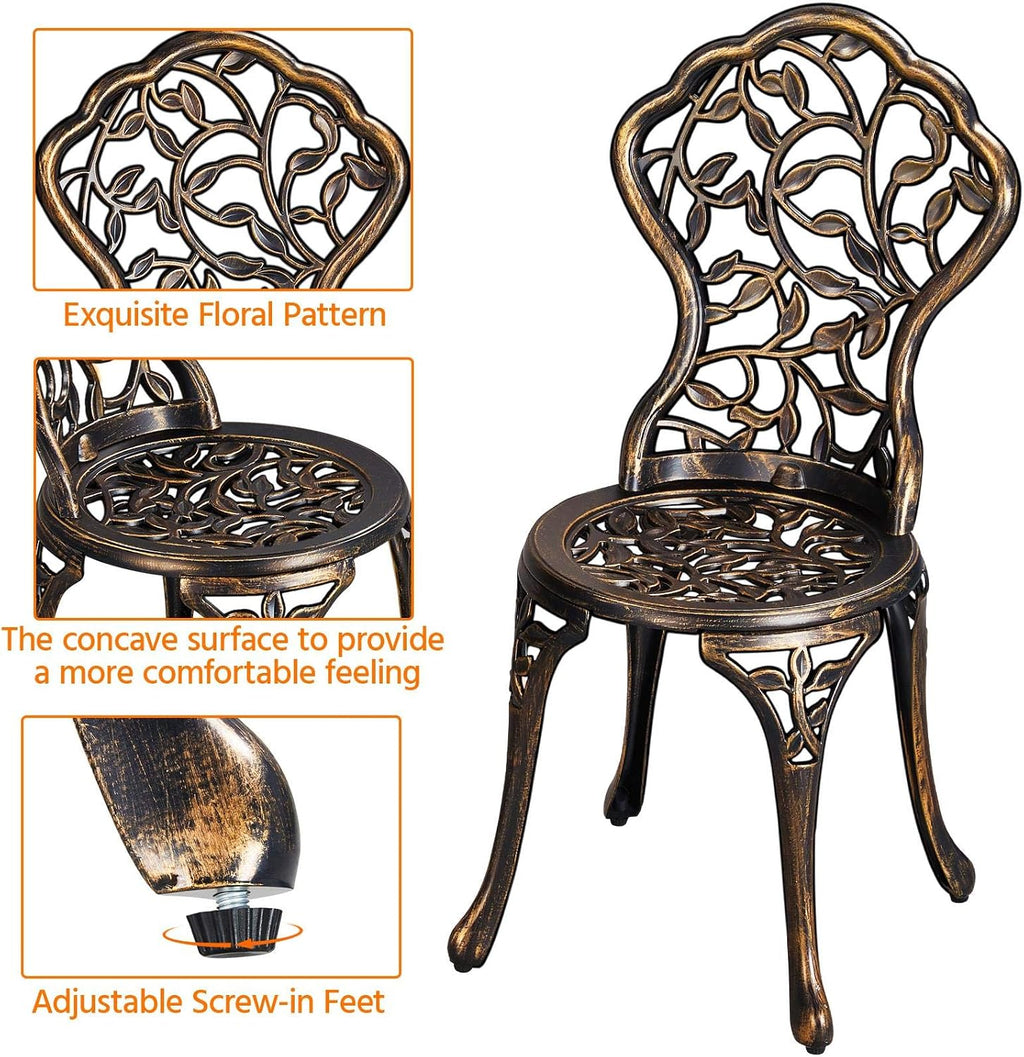 Bronze Aluminum 3pc Patio Bistro Set