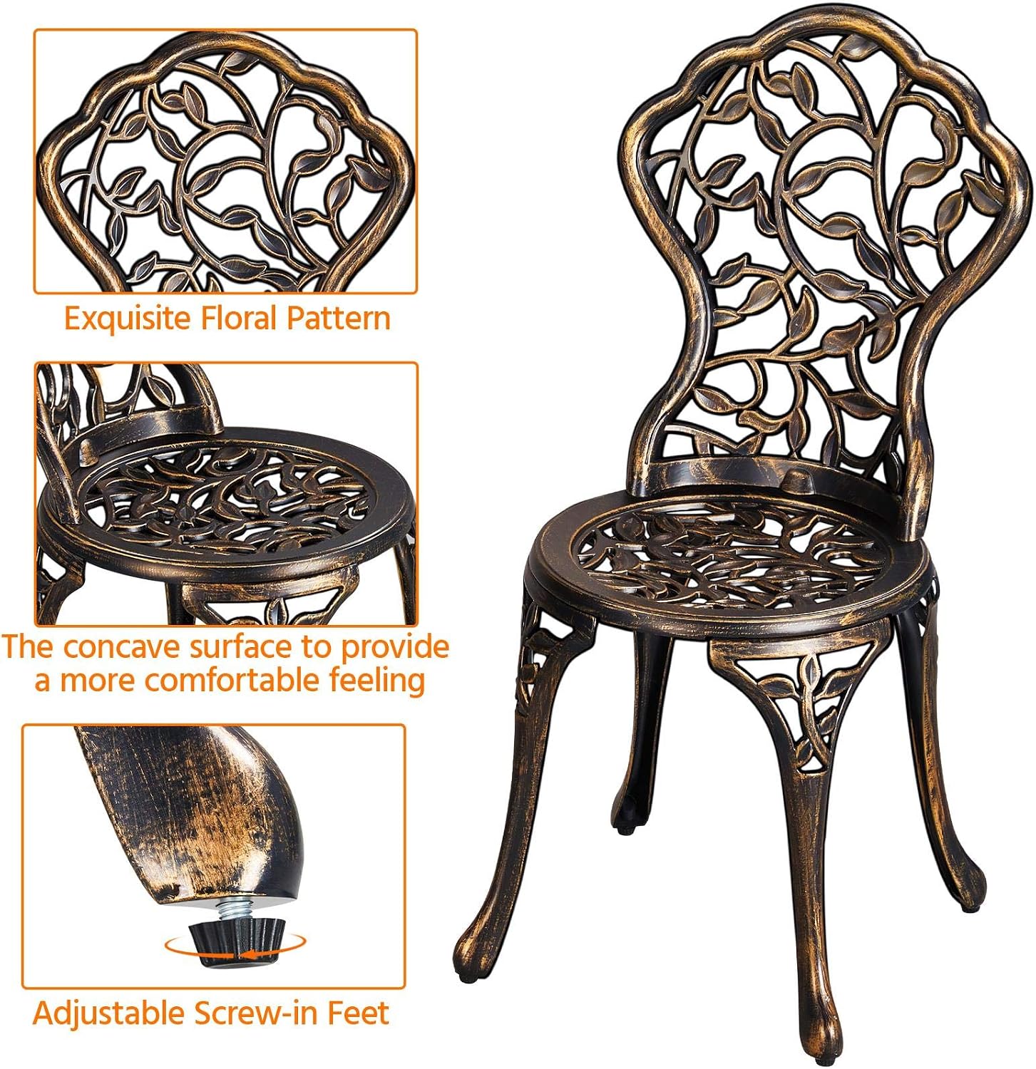 Bronze Aluminum 3pc Patio Bistro Set