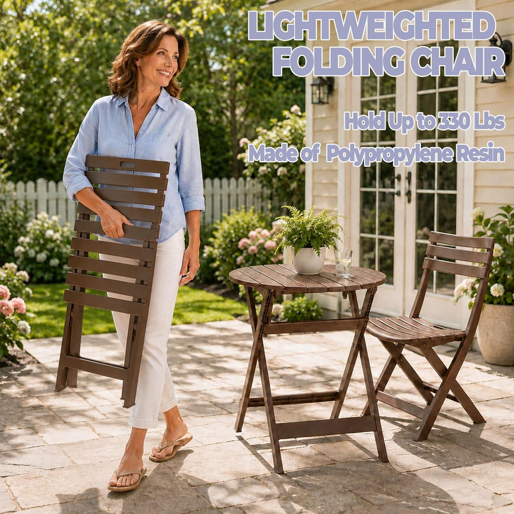 Brown 3pc Folding Patio Bistro Set
