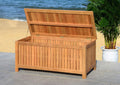 Coastal Solid Wood Patio Cushion Storage Bench