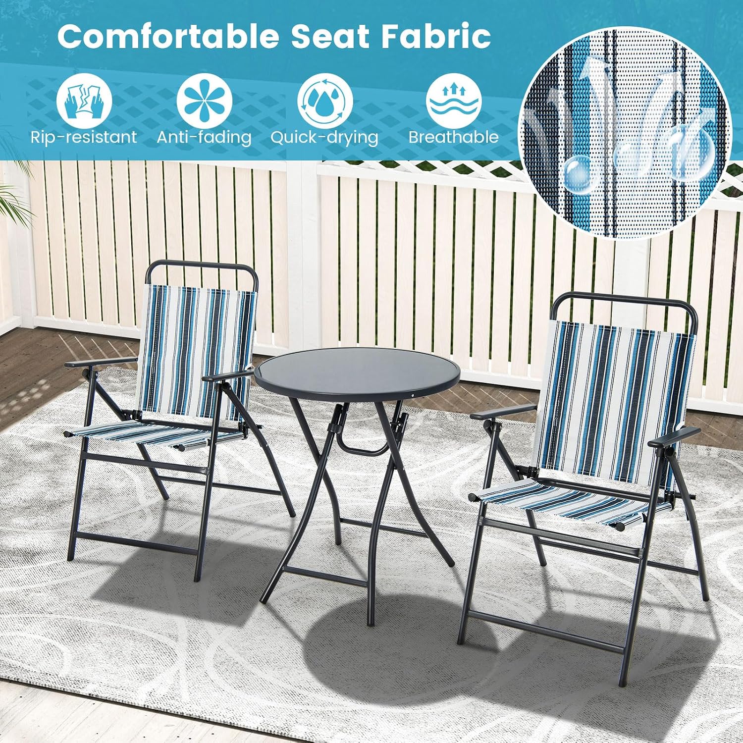 3pc Metal Folding Portable Patio Bistro Set