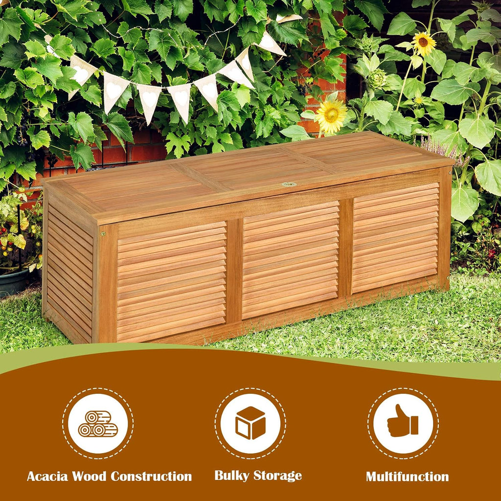 46 Gallon Acacia Wood Outdoor Storage Bench