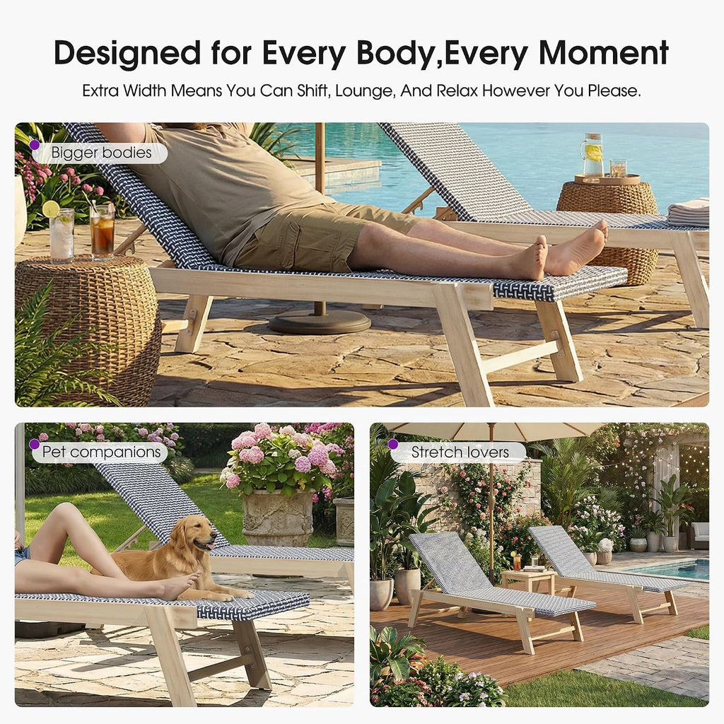 Matte White Frame Extra Large PE Rattan Chaise Lounge Set