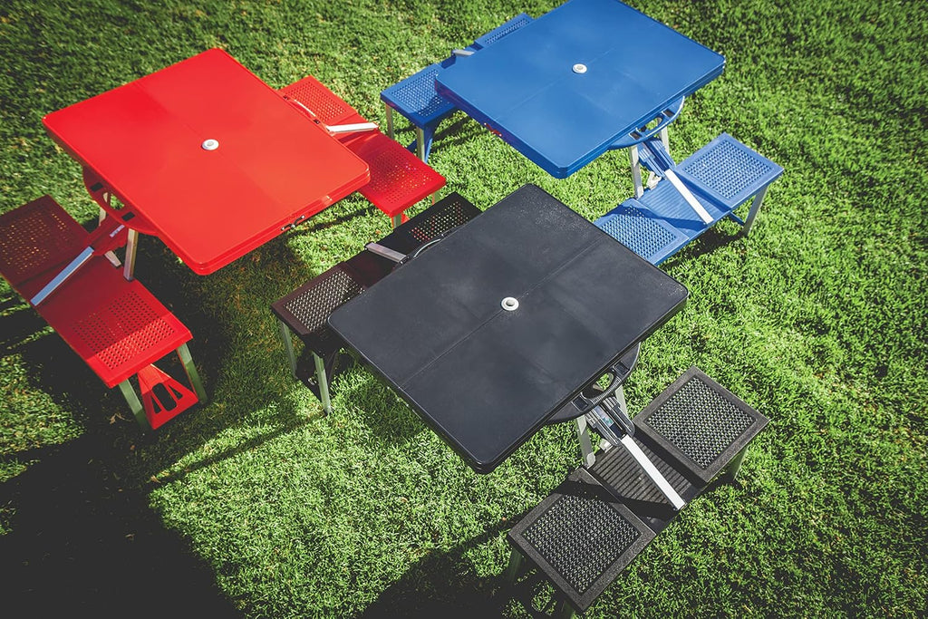 4-Seat Aluminum Folding Picnic Table With Umbrella Hole