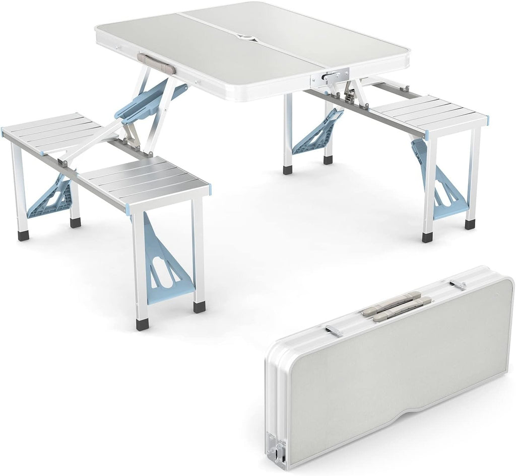 4FT Aluminum Folding Picnic Table With Umbrella Hole